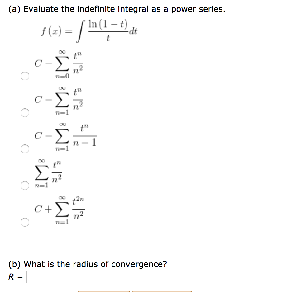 Solved Evaluate The Indefinite Integral As A Power Series Chegg Com