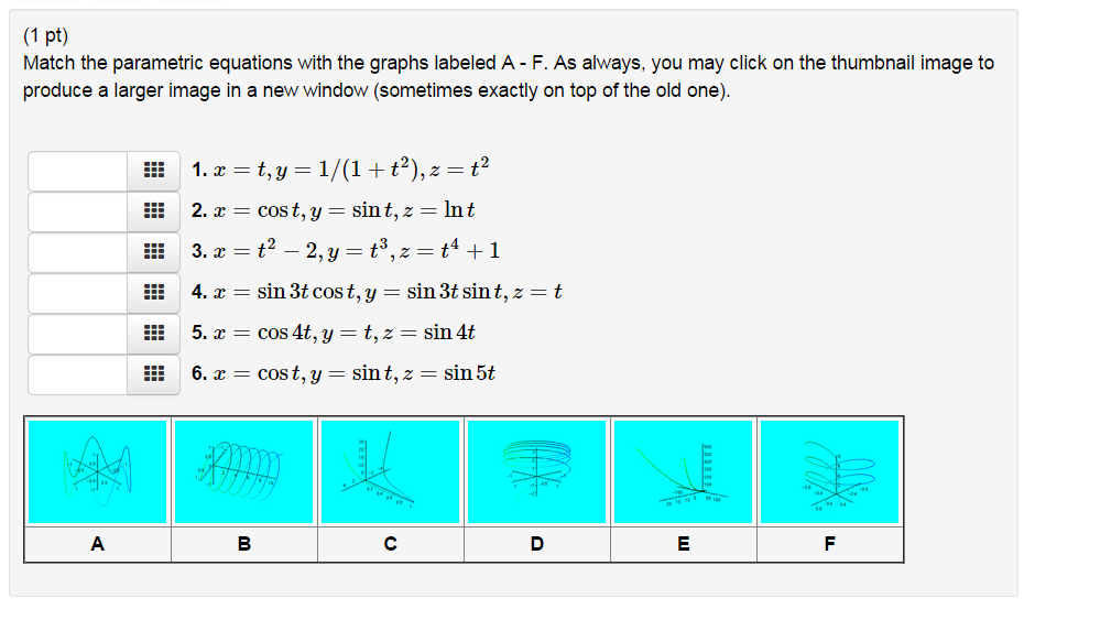 Solved Match The Parametric Equations With The Graphs Lab Chegg Com