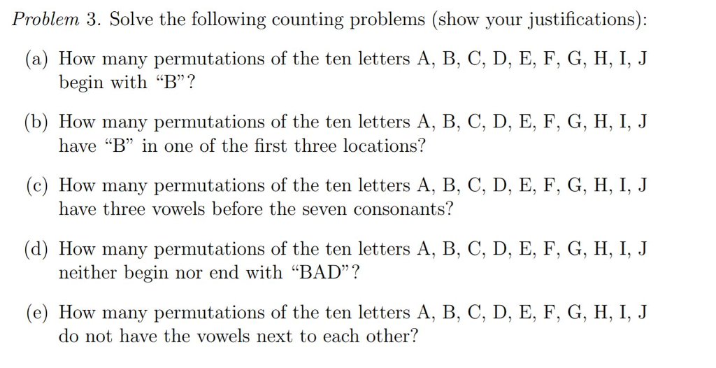 Solved Problem 3 Solve The Following Counting Problems Chegg Com