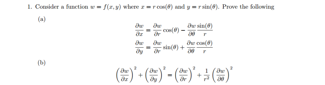 Solved Consider A Function W F X Y Where X R Cos Th Chegg Com