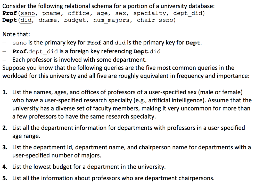 Solved Consider The Following Schema For A University Dat