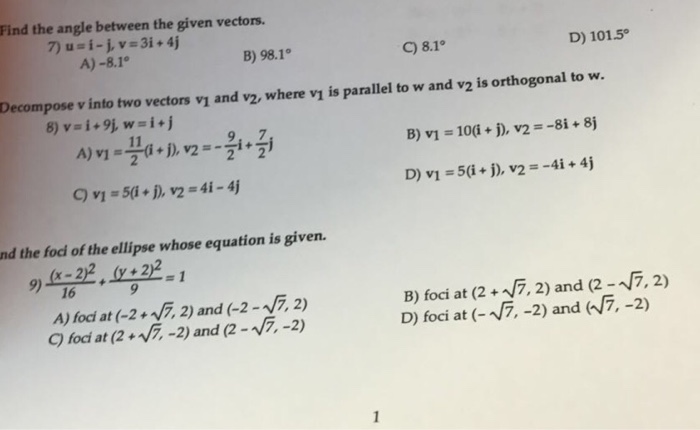 Find The Angle Between The Given Vectors U I J Chegg Com