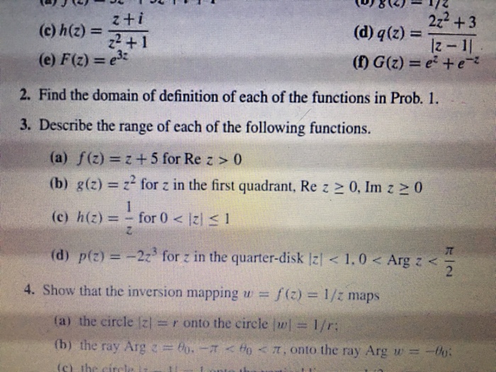 Solved Z Ti 2z2 3 C H Z D A Z 2 Find The Domain Of Chegg Com