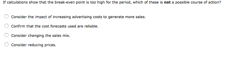 solved in a cost volume profit graph the break even poin