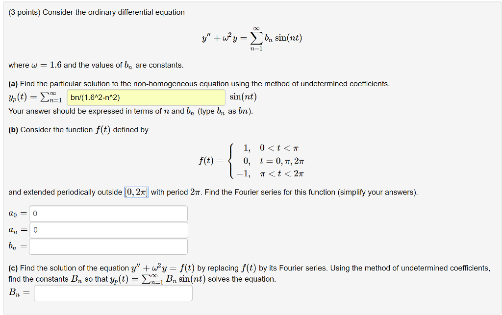 Solved 3 Points Consider The Ordinary Differential Equa Chegg Com