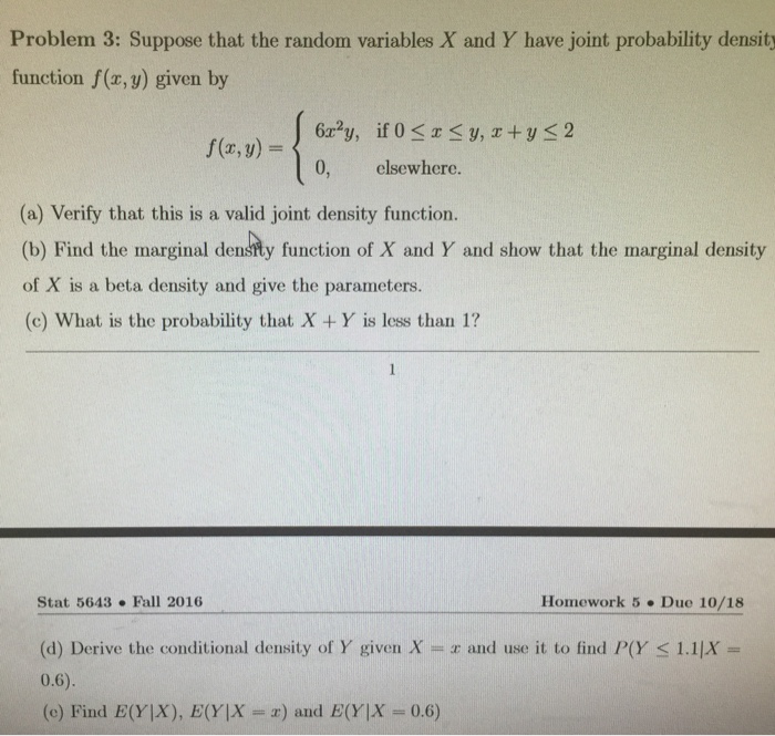 Solved Suppose That The Random Variables X And Y Have Joi Chegg Com