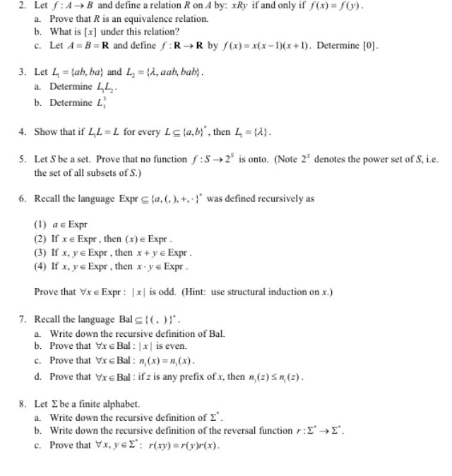 Solved Lef F A Rightarrow B And Define A Relation R On A Chegg Com