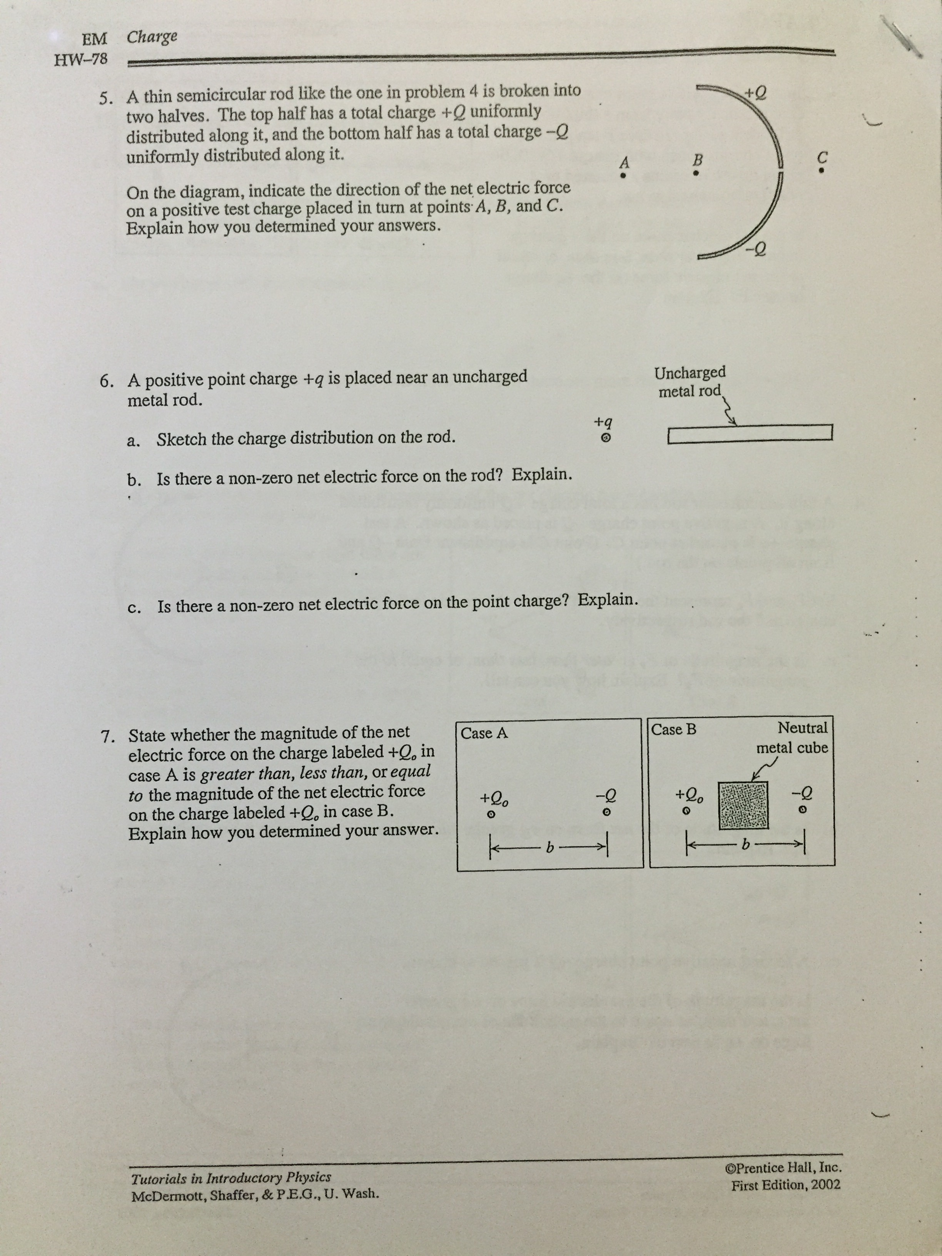 Tutorials In Introductory Physics Homework Charge Chegg 