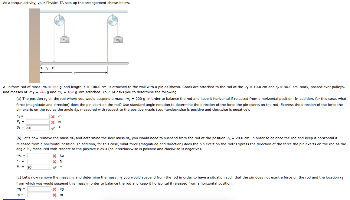 Solved A Uniform Rod Of Mass Mr 153 G And Length L 10 Chegg Com