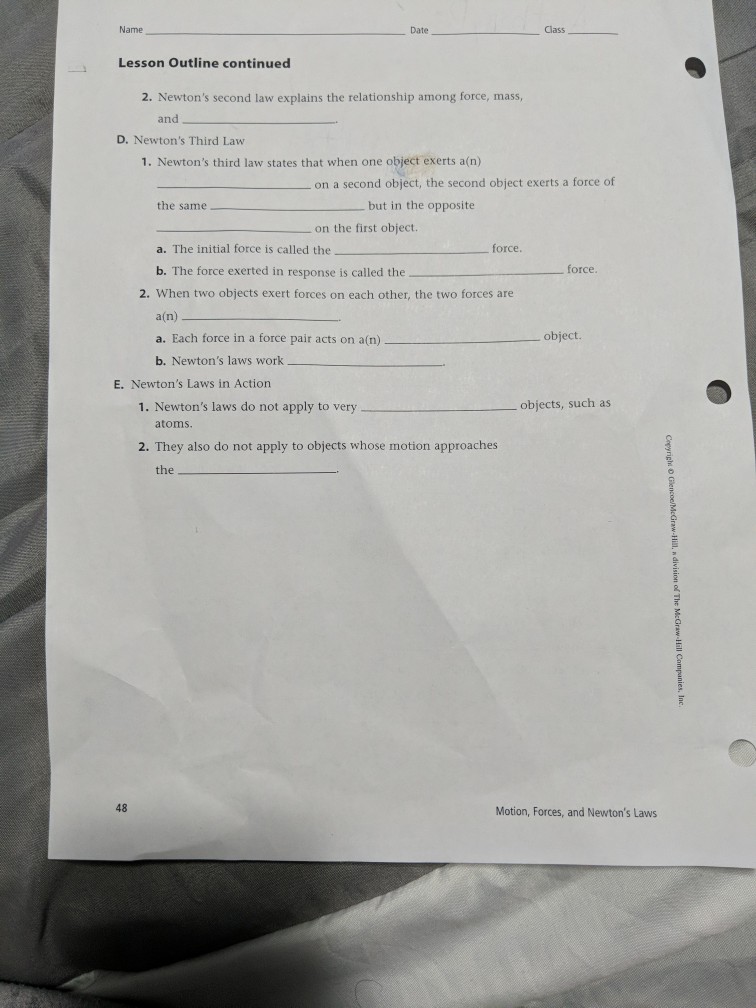Lesson Outline Lesson 3 Newton S Laws Of Motion A Chegg 