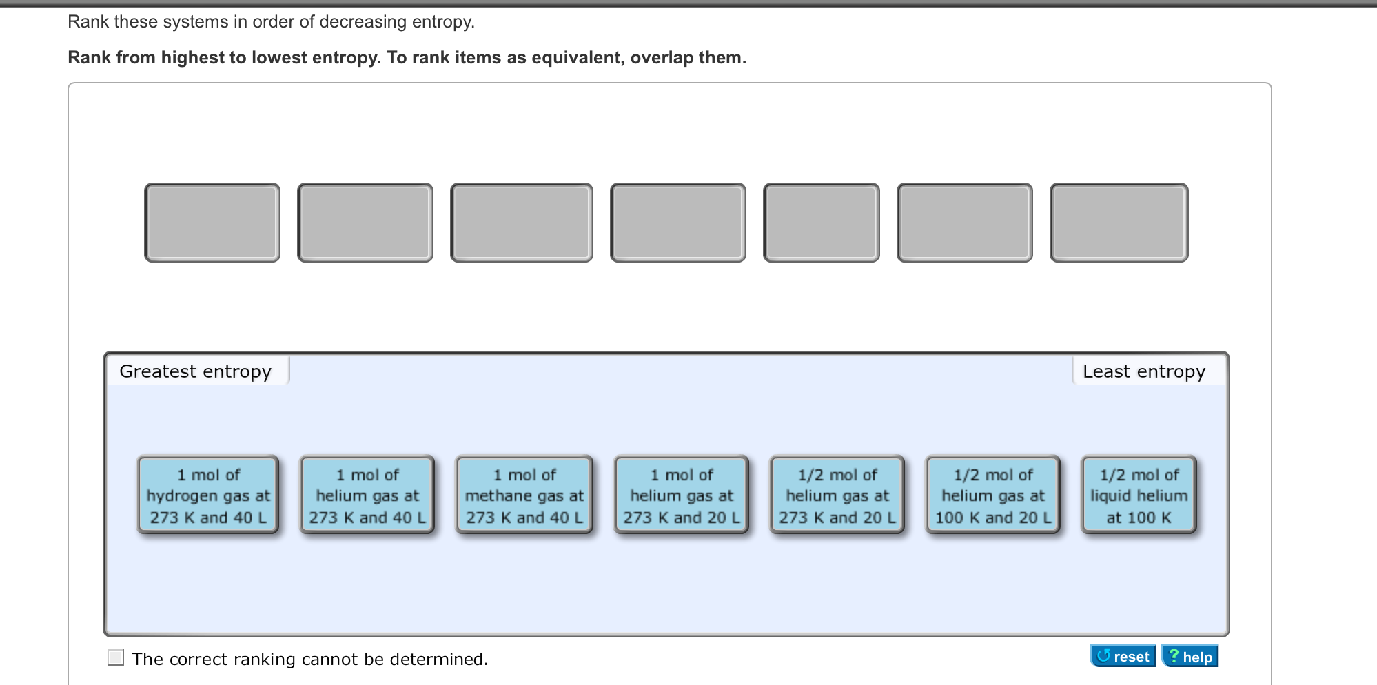 Solved Rank These Systems In Order Of Decreasing Entropy Chegg Com