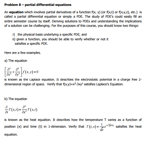 Solved An Equation Which Involves Partial Derivatives Of Chegg Com