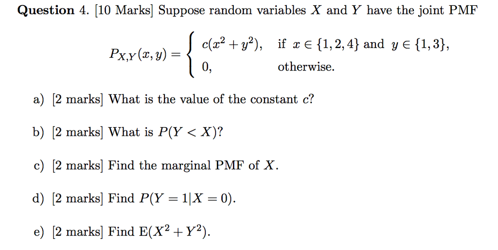 Solved Suppose Random Variables X And Y Have The Joint Pm Chegg Com