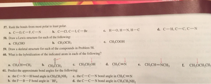 Solved Rank The Bonds From Most Polar To Least Polar A Chegg Com