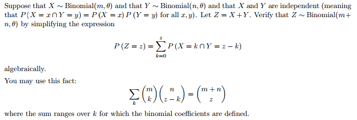 Solved Suppose That X Binomial M Theta And That Y B Chegg Com