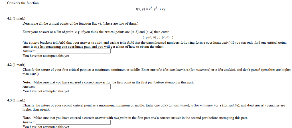 Solved Consider The Function F X Y X 3 Y 3 3xy De Chegg Com