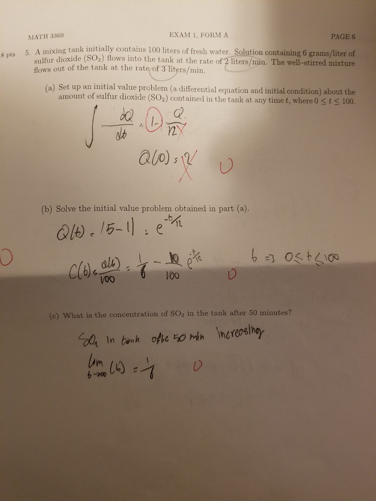 A Ixing Tank Solved: 1, FORM 3360 Initial ... MATH PAGE EXAM 6