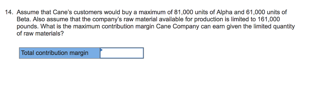 Question & Answer: The following information applies to the questions displayed below Cane Company manufactures two products calle..... 4