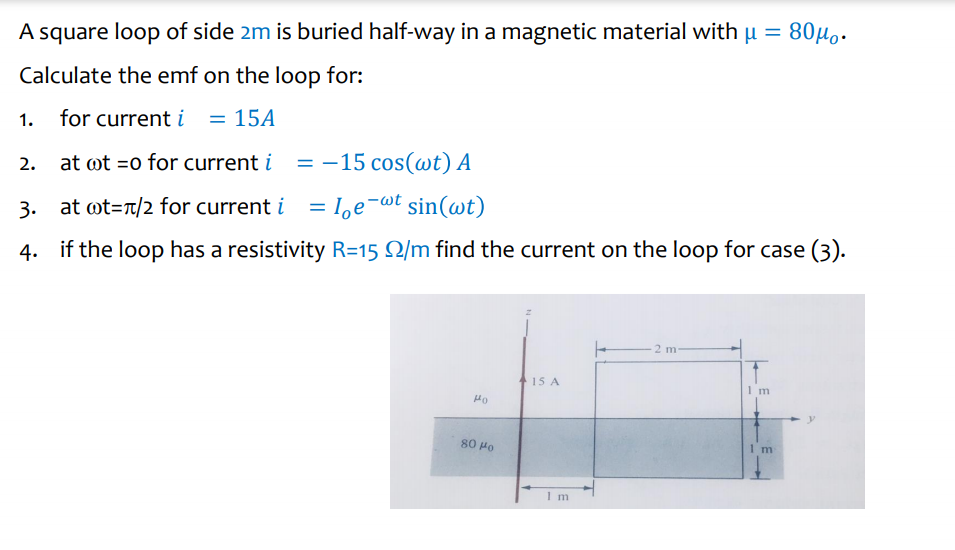 Solved A Square Loop Of Side 2m Is Buried Half Way In A M Chegg Com