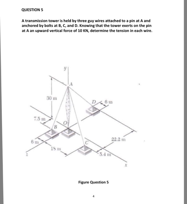 A Transmission Tower Is Held Three Guy Wires Chegg 