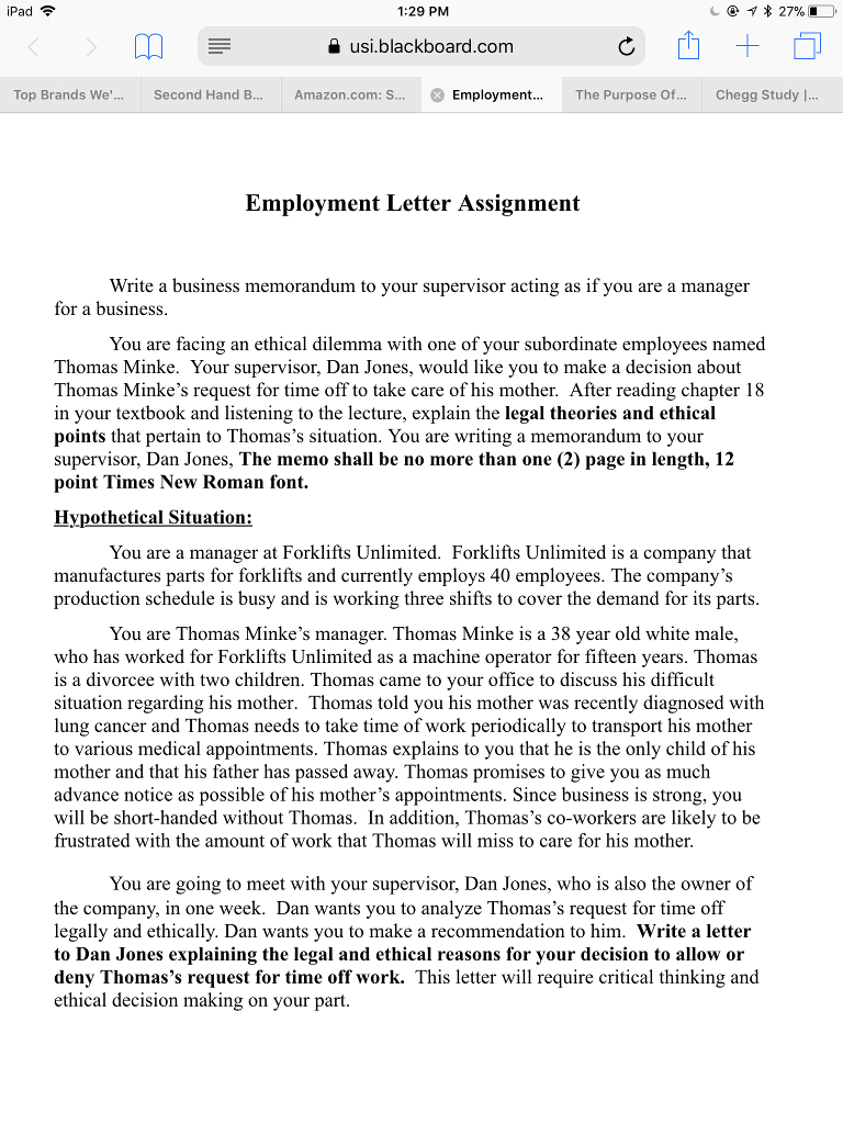 Solved Ipad 1 29 Pm A Usi Blackboard Com 1 27 O Chegg Com