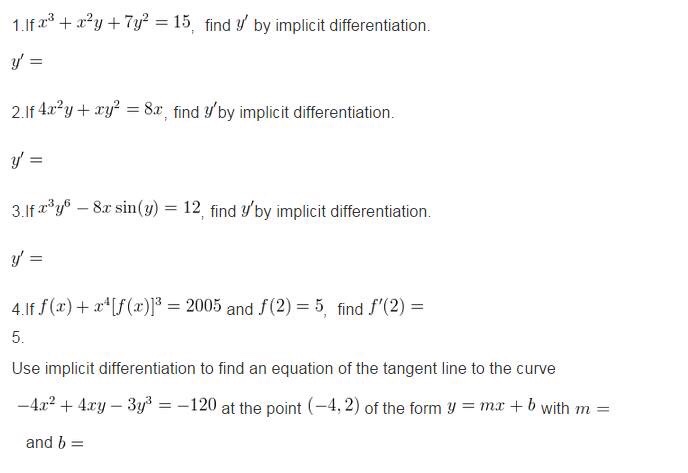 If X 3 X 2y 7y 2 15 Find Y By Implicit Chegg Com