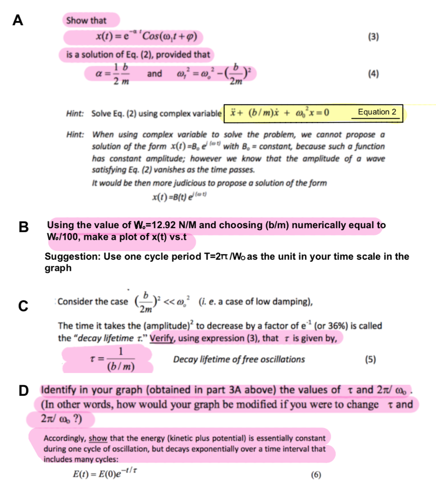 Solved Show That Is A Solution Of Eq 2 Provided That Chegg Com