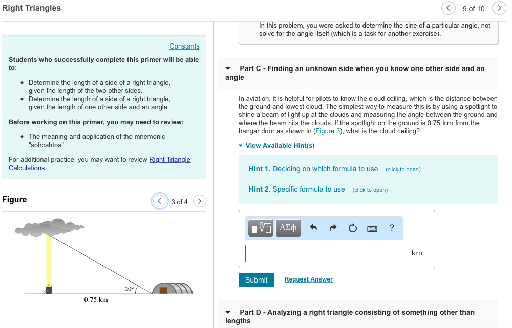 Solved Right Triangles 9 Of 10 In This Problem You Wer