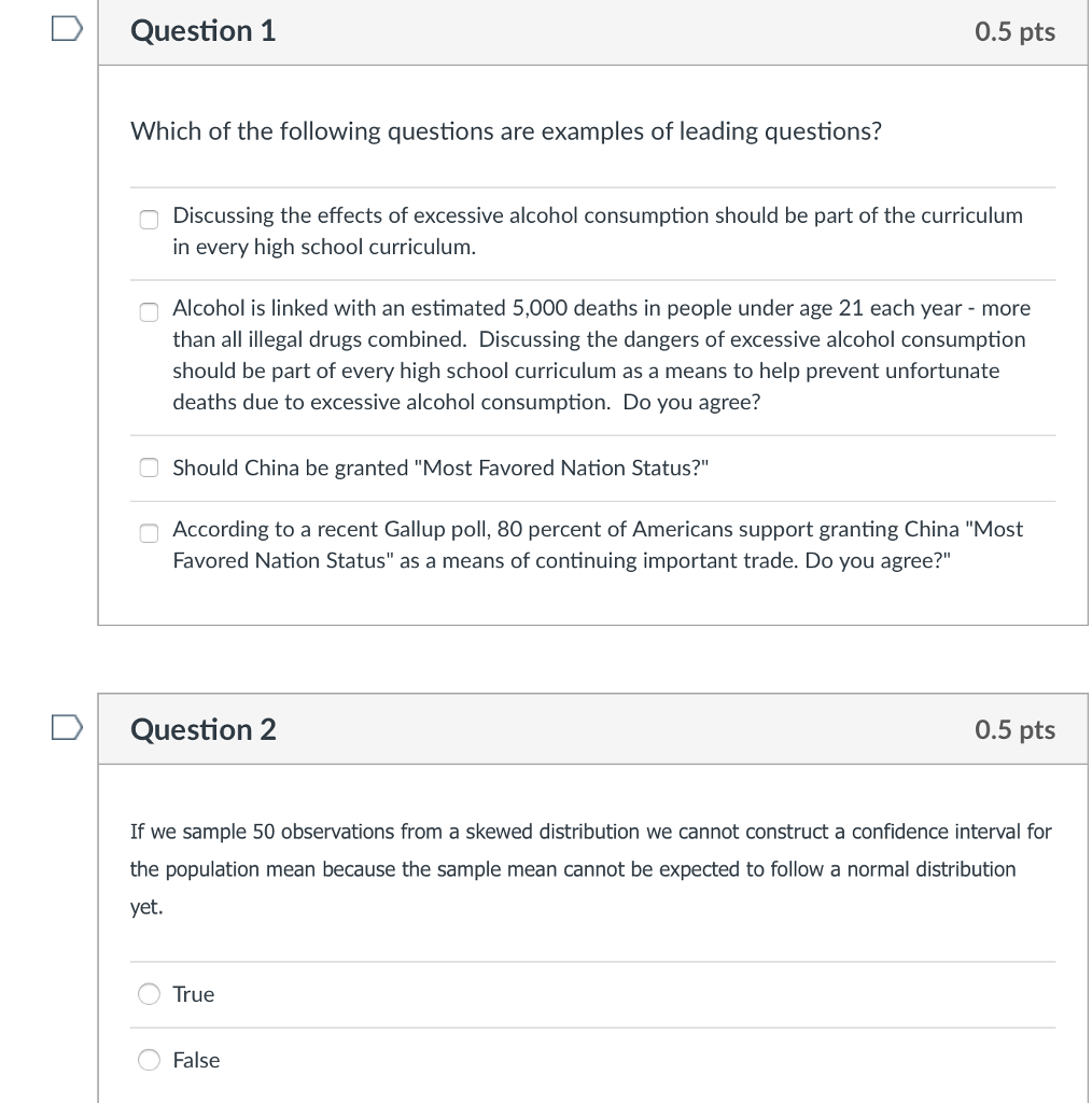 Solved D Question 1 0 5 Pts Which Of The Following Questions Chegg Com