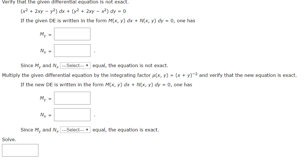 Solved Verify That The Given Differential Equation Is Not Chegg Com