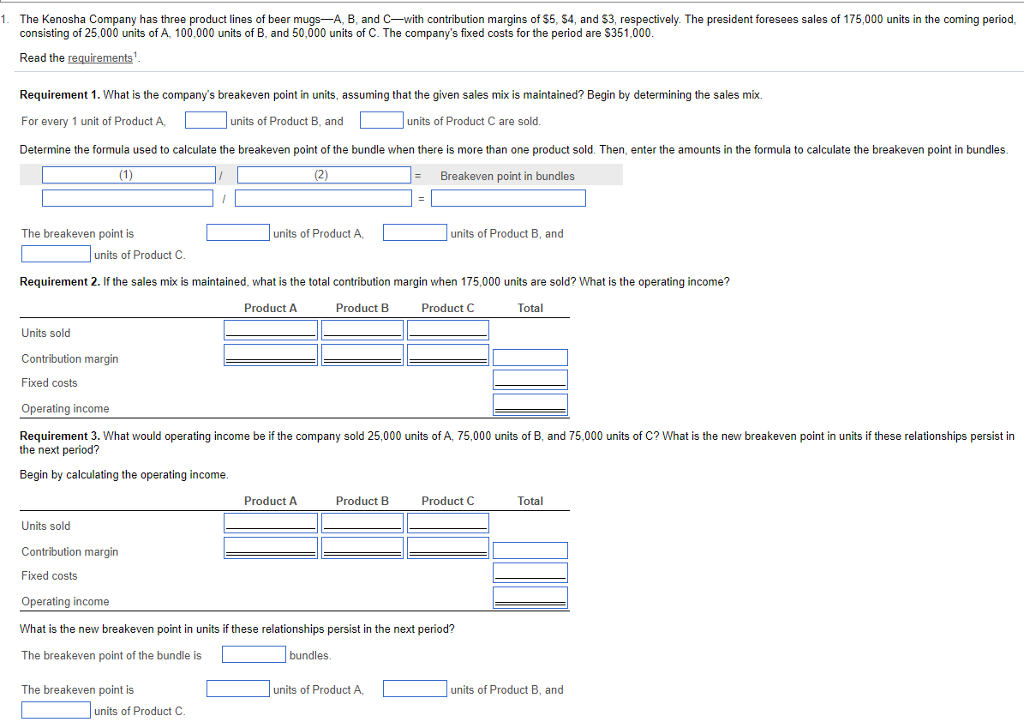 The Kenosha Pany Has Three Product Lines Of Beer Chegg 