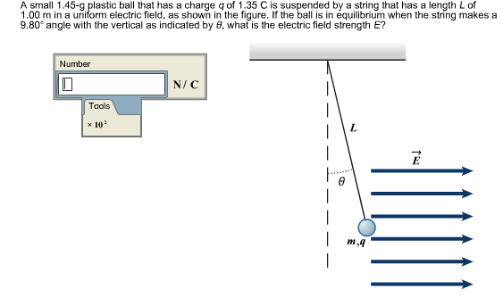 Solved A Small 1 45 G Plastic Ball That Has A Charge Q Of Chegg Com