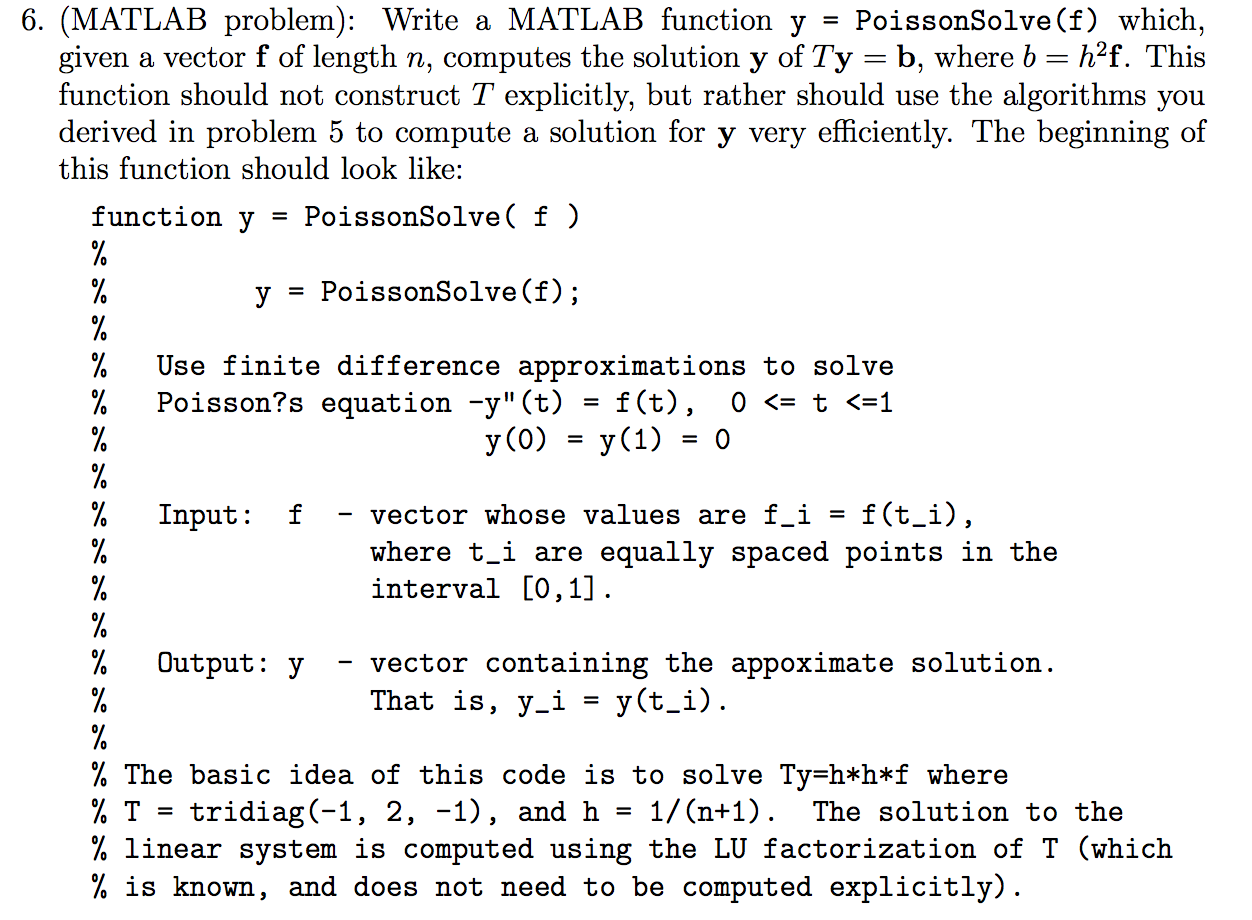 Matlab Problem Write A Matlab Function Y Pois Chegg Com