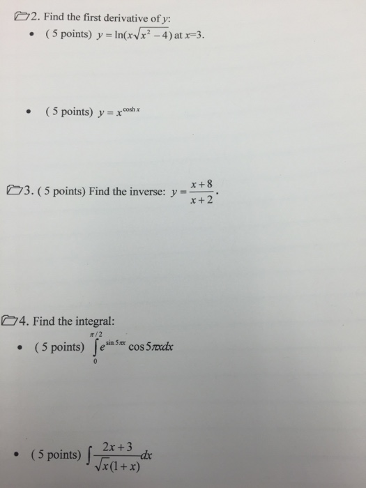 Solved Find The First Derivative Of Y Y Ln X Squareroot Chegg Com