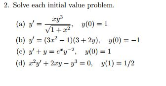 Solved Solve Each Initial Value Problem Y Chegg Com