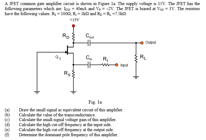 Solved A Jfet Common Gate Amplifier Circuit Is Shown In F Chegg Com