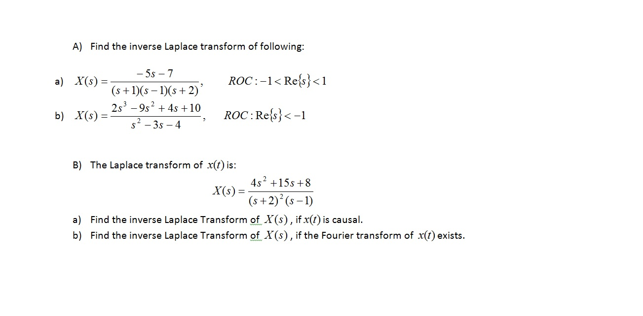 Find The Inverse Laplace Transform Of Following The Chegg 