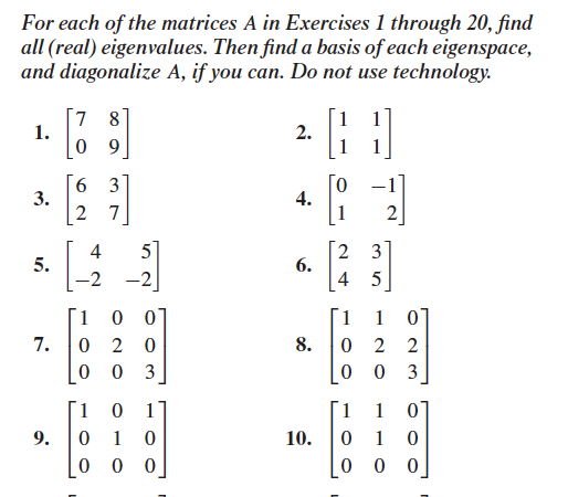 For Each Of The Matrices A In Exercises 1 Through 20 Chegg 