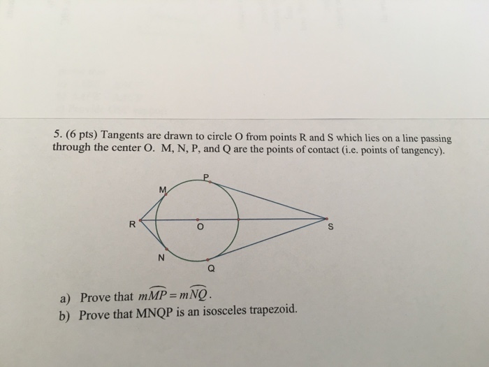 Solved Tangents Are Drawn To Circle O From Points R And S Chegg Com