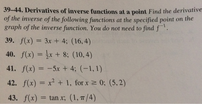 derivatives of inverse functions