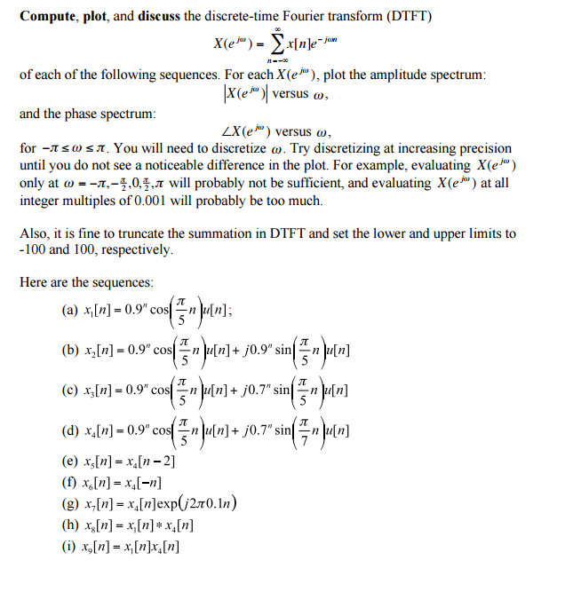 Solved Compute Plot And Discuss The Discrete Time Fouri Chegg Com