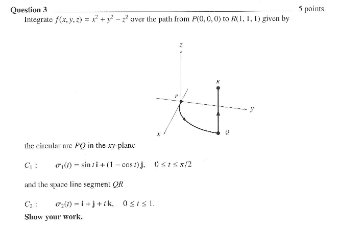 Solved Integrate F X Y Z X 2 Y 2 Z 2 Over The Path From Chegg Com