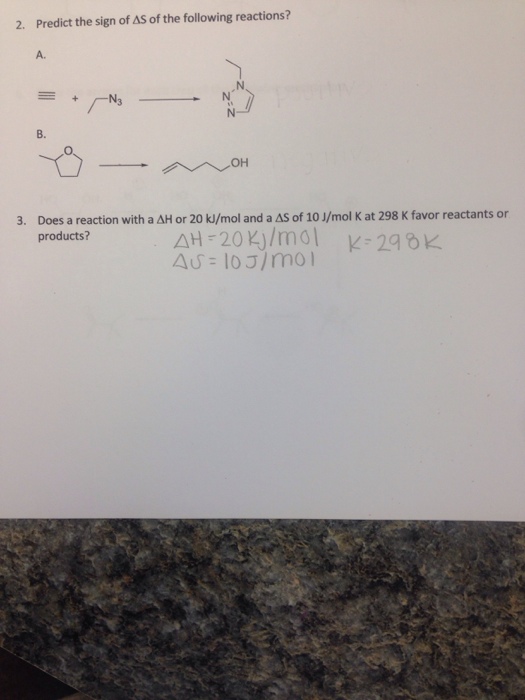 Predict The Sign Of Delta S Of The Following Chegg 