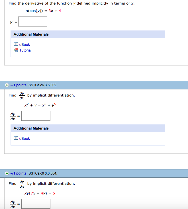 Find The Derivative Of The Function Y Defined Chegg Com