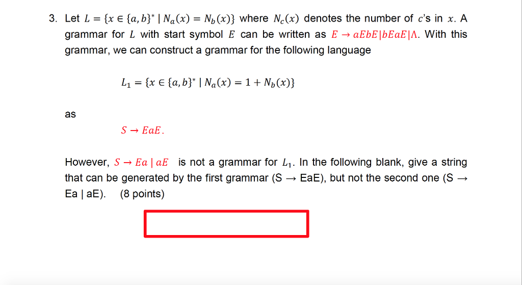 Solved 3 Let L X E A B I Na X Nb X Where Ne X Chegg Com