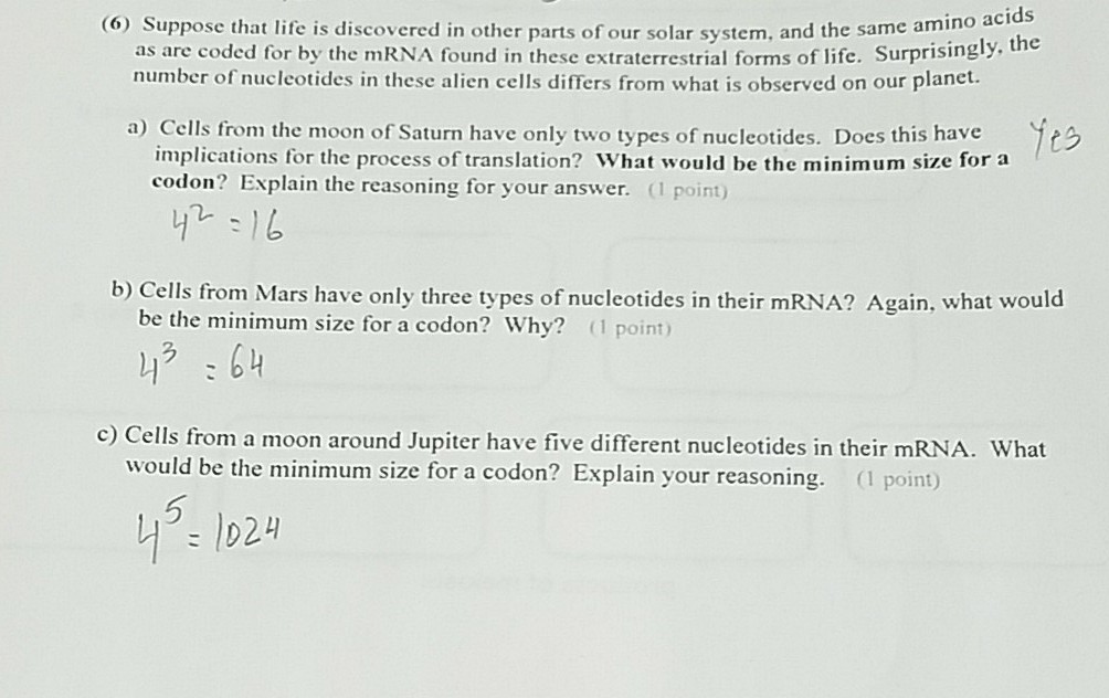 Solved 6 Suppose That Life Is Discovered In Other Parts