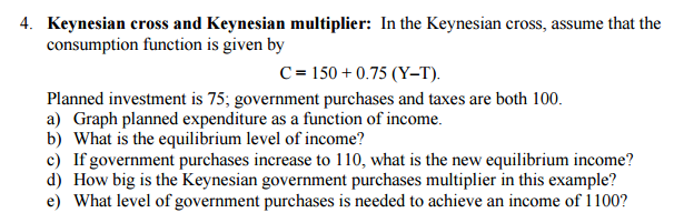 Solved In The Keynesian Cross Assume That The Consumptio Chegg Com