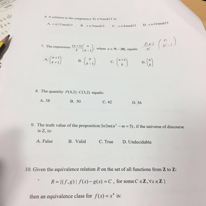 Solved A Solution To The Congruency 4x 9 Mod 13 Is A Chegg Com