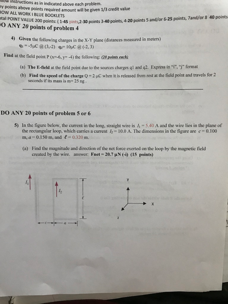 Solved Given The Following Charges In The X Y Plane Chegg Com