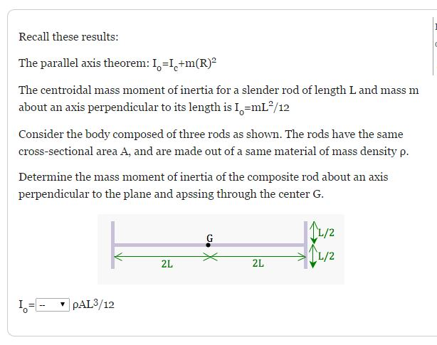 Solved Recall These Results Tie Parallel Axis Theorem I